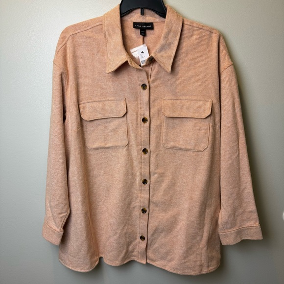 Lane Bryant SHACKET NWT Jacket Flannel 22/24 Shirt Top Peach Orange Fall Winter - Picture 1 of 7
